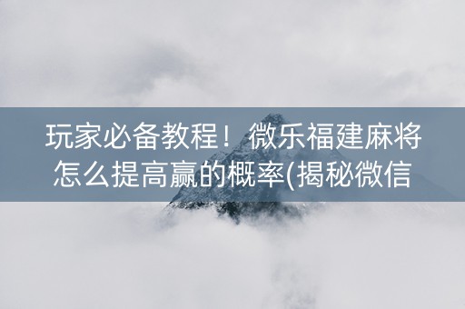 玩家必备教程！微乐福建麻将怎么提高赢的概率(揭秘微信里系统发好牌)