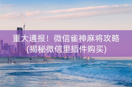 重大通报！微信雀神麻将攻略(揭秘微信里插件购买)