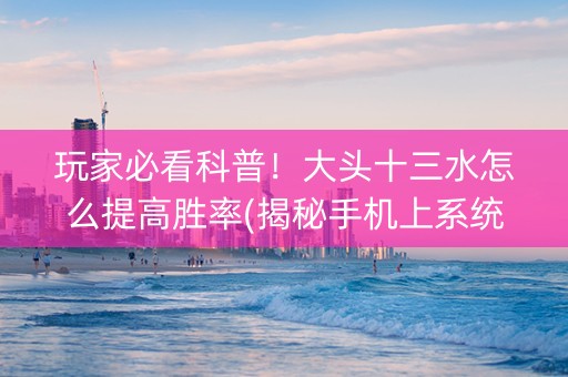 玩家必看科普！大头十三水怎么提高胜率(揭秘手机上系统发好牌)