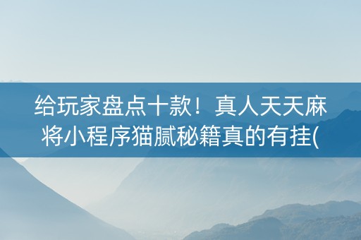 给玩家盘点十款！真人天天麻将小程序猫腻秘籍真的有挂(真的有挂确实有挂)