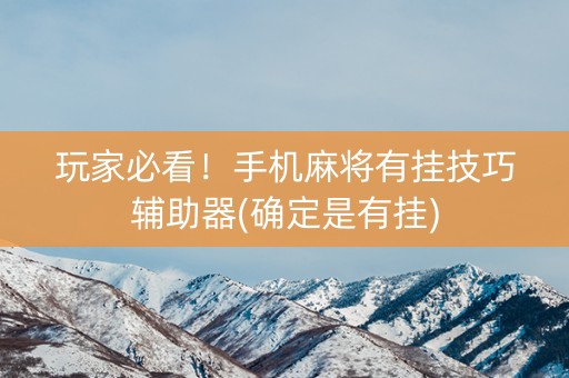 玩家必看！手机麻将有挂技巧辅助器(确定是有挂)