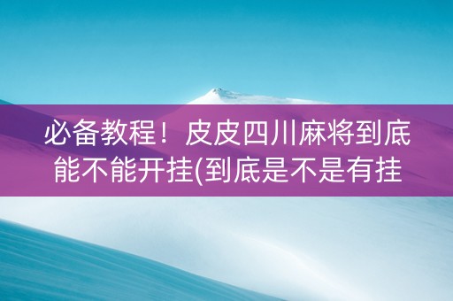 必备教程！皮皮四川麻将到底能不能开挂(到底是不是有挂)