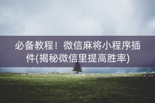 必备教程！微信麻将小程序插件(揭秘微信里提高胜率)