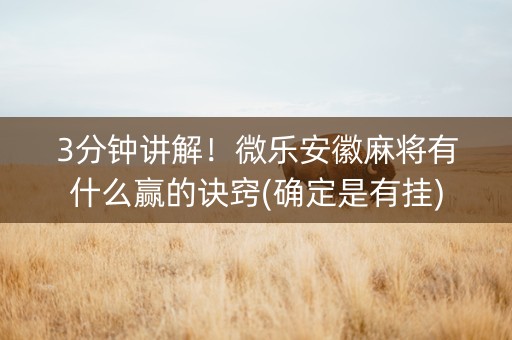 3分钟讲解！微乐安徽麻将有什么赢的诀窍(确定是有挂)