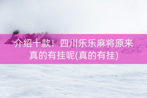 介绍十款！四川乐乐麻将原来真的有挂呢(真的有挂)