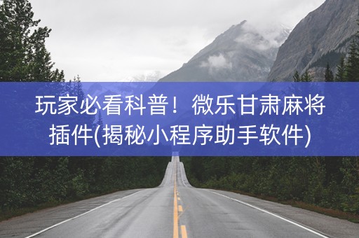 玩家必看科普！微乐甘肃麻将插件(揭秘小程序助手软件)