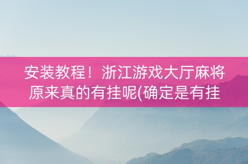 安装教程！浙江游戏大厅麻将原来真的有挂呢(确定是有挂)