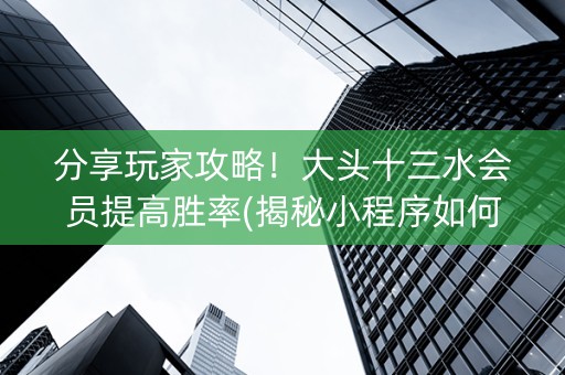 分享玩家攻略！大头十三水会员提高胜率(揭秘小程序如何让牌变好)