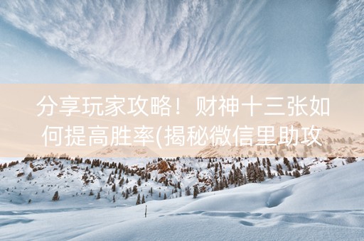 分享玩家攻略！财神十三张如何提高胜率(揭秘微信里助攻神器)