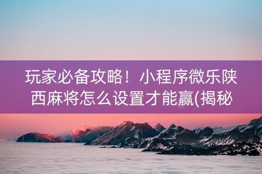 玩家必备攻略！小程序微乐陕西麻将怎么设置才能赢(揭秘小程序助赢神器)