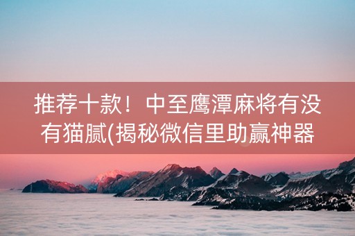推荐十款！中至鹰潭麻将有没有猫腻(揭秘微信里助赢神器购买)