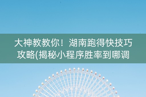 大神教教你！湖南跑得快技巧攻略(揭秘小程序胜率到哪调)