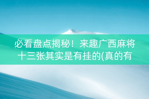 必看盘点揭秘！来趣广西麻将十三张其实是有挂的(真的有挂)
