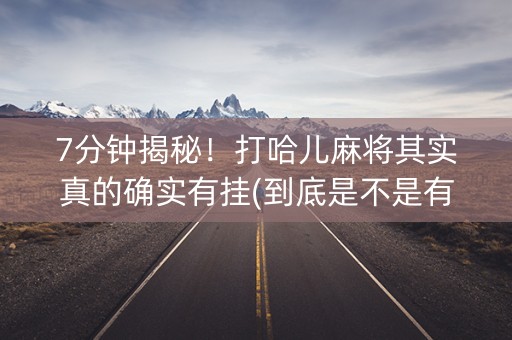 7分钟揭秘！打哈儿麻将其实真的确实有挂(到底是不是有挂)