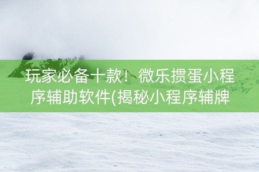 玩家必备十款！微乐掼蛋小程序辅助软件(揭秘小程序辅牌器)