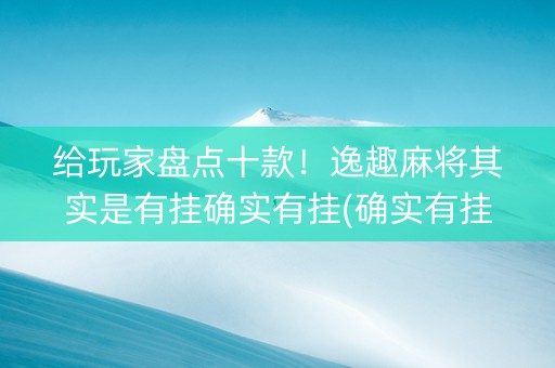 给玩家盘点十款！逸趣麻将其实是有挂确实有挂(确实有挂)