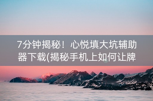 7分钟揭秘！心悦填大坑辅助器下载(揭秘手机上如何让牌变好)