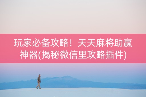 玩家必备攻略！天天麻将助赢神器(揭秘微信里攻略插件)
