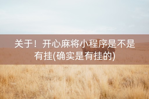 关于！开心麻将小程序是不是有挂(确实是有挂的)
