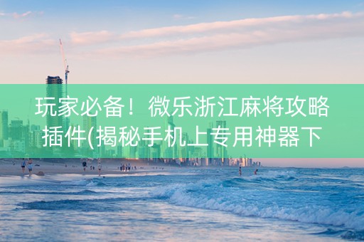玩家必备！微乐浙江麻将攻略插件(揭秘手机上专用神器下载)