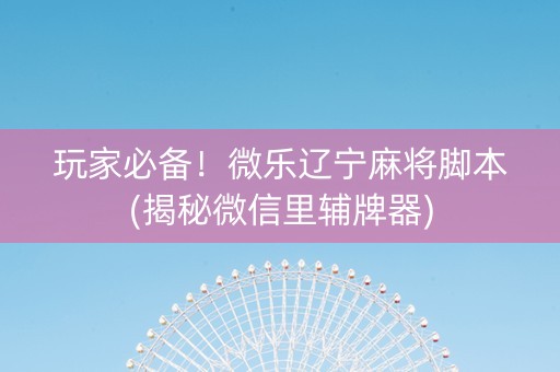 玩家必备！微乐辽宁麻将脚本(揭秘微信里辅牌器)
