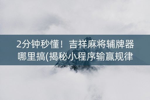 2分钟秒懂！吉祥麻将辅牌器哪里搞(揭秘小程序输赢规律)