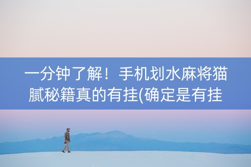 一分钟了解！手机划水麻将猫腻秘籍真的有挂(确定是有挂)