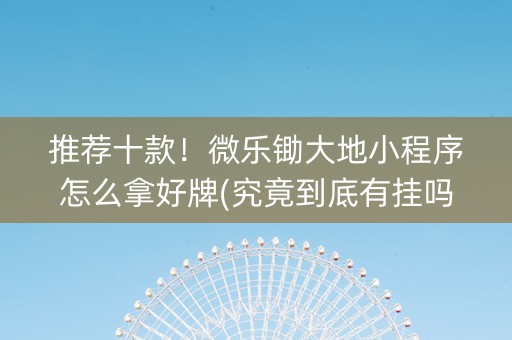 推荐十款！微乐锄大地小程序怎么拿好牌(究竟到底有挂吗)