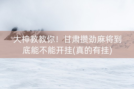 大神教教你！甘肃攒劲麻将到底能不能开挂(真的有挂)