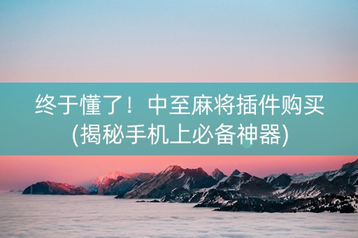 终于懂了！中至麻将插件购买(揭秘手机上必备神器)