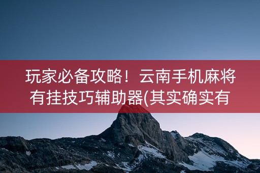 玩家必备攻略！云南手机麻将有挂技巧辅助器(其实确实有挂)