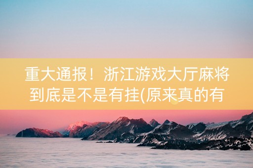 重大通报！浙江游戏大厅麻将到底是不是有挂(原来真的有挂)