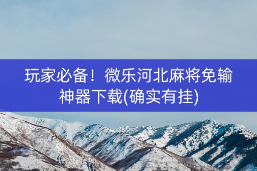 玩家必备！微乐河北麻将免输神器下载(确实有挂)