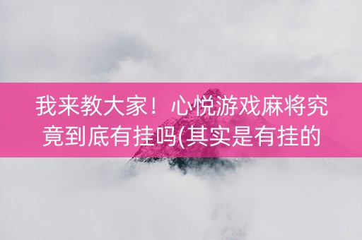 我来教大家！心悦游戏麻将究竟到底有挂吗(其实是有挂的)