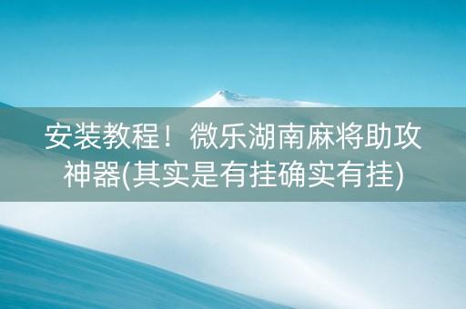 安装教程！微乐湖南麻将助攻神器(其实是有挂确实有挂)