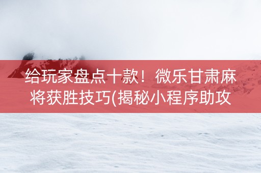 给玩家盘点十款！微乐甘肃麻将获胜技巧(揭秘小程序助攻神器)