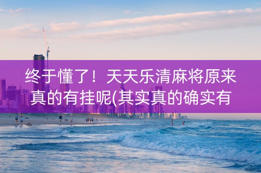 终于懂了！天天乐清麻将原来真的有挂呢(其实真的确实有挂)