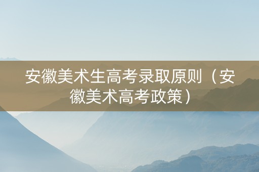 安徽美术生高考录取原则（安徽美术高考政策）