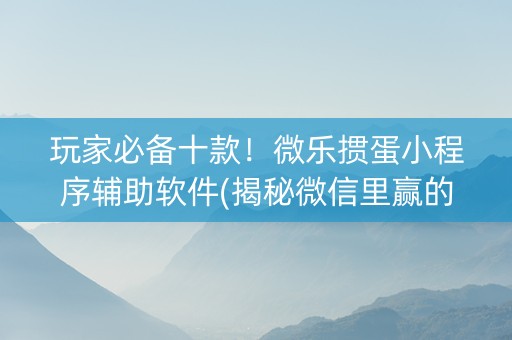 玩家必备十款！微乐掼蛋小程序辅助软件(揭秘微信里赢的秘诀)