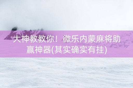 大神教教你！微乐内蒙麻将助赢神器(其实确实有挂)