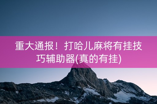 重大通报！打哈儿麻将有挂技巧辅助器(真的有挂)