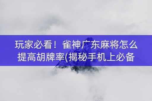 玩家必看！雀神广东麻将怎么提高胡牌率(揭秘手机上必备神器)