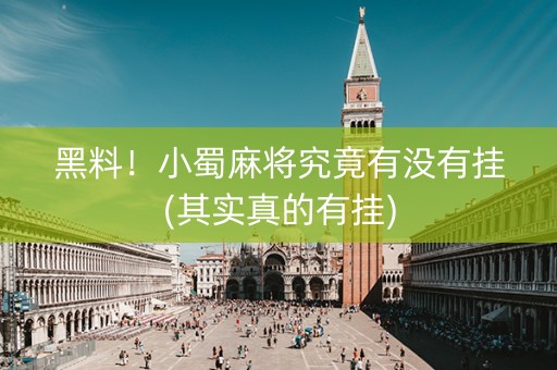 黑料！小蜀麻将究竟有没有挂(其实真的有挂)