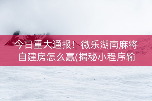 今日重大通报！微乐湖南麻将自建房怎么赢(揭秘小程序输赢规律)