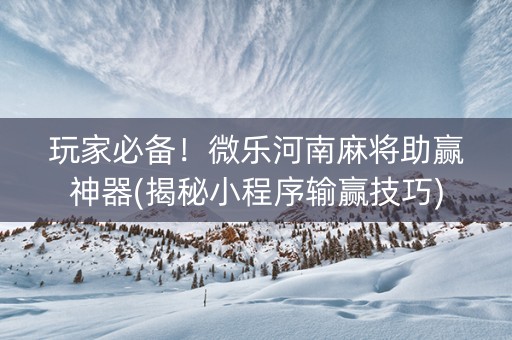 玩家必备！微乐河南麻将助赢神器(揭秘小程序输赢技巧)