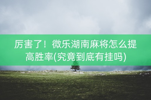 厉害了！微乐湖南麻将怎么提高胜率(究竟到底有挂吗)