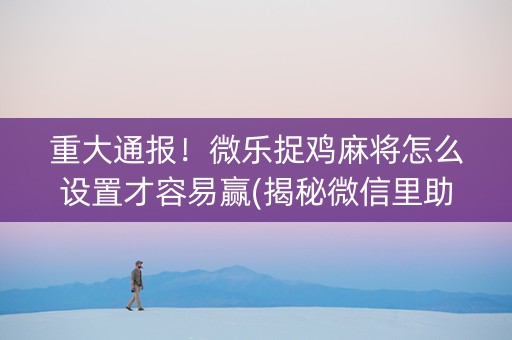 重大通报！微乐捉鸡麻将怎么设置才容易赢(揭秘微信里助手软件)