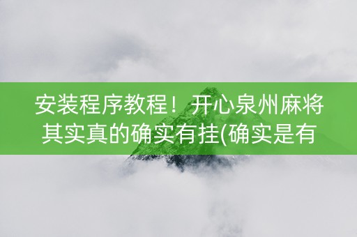 安装程序教程！开心泉州麻将其实真的确实有挂(确实是有挂的)