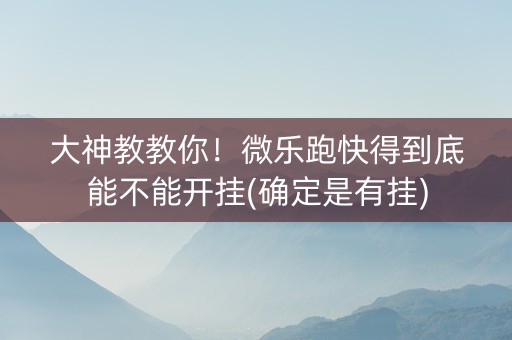 大神教教你！微乐跑快得到底能不能开挂(确定是有挂)