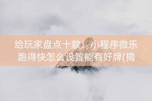 给玩家盘点十款！小程序微乐跑得快怎么设置能有好牌(揭秘小程序自建房怎么赢)